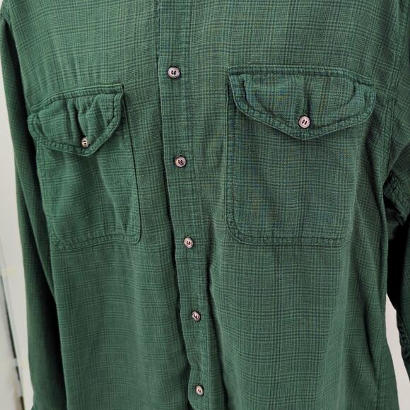 VTG Gap Shirt Mens Medium Button Up Green Plaid Flannel Cotton 90s Utility - Picture 5 of 12